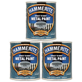 3X Hammerite Hammered Silver Paint 750ml Tin Paint